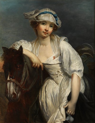 Young Girl Leaning on the Neck of a Horse by After Jean Baptiste Greuze